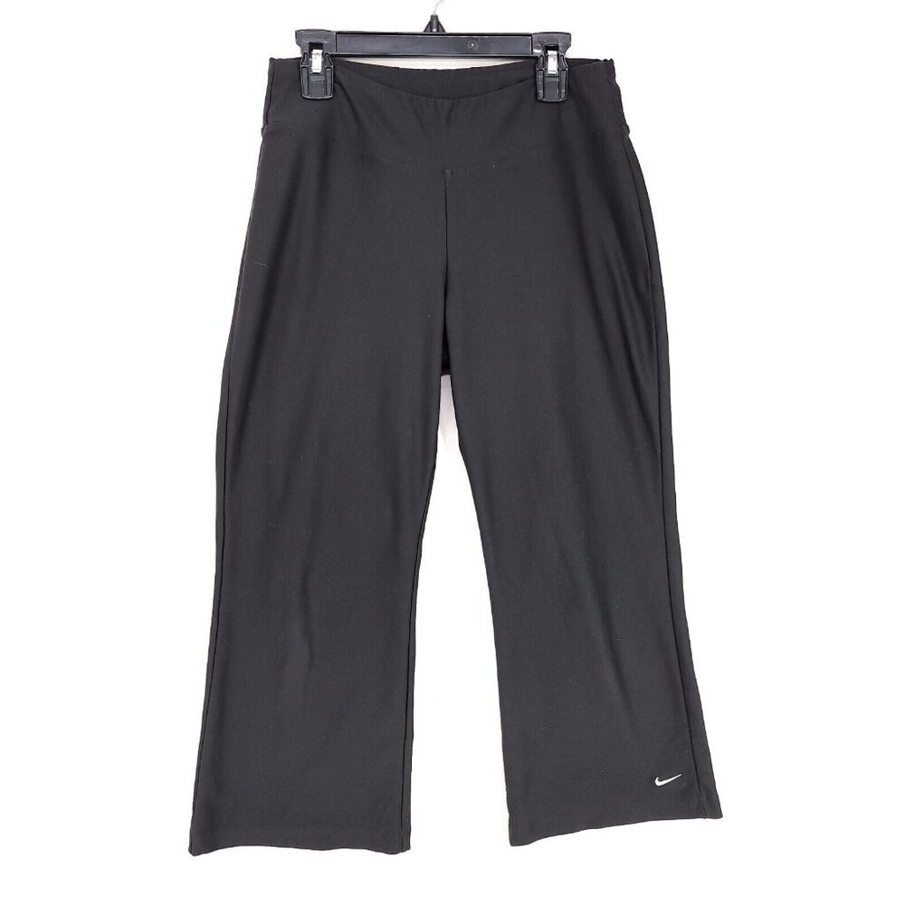 Nike Wide Leg Capri Sweatpants Womens XS Black Sportswear Legging Logo